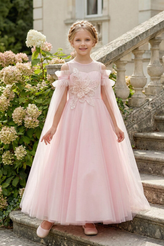 Powder Girls Embellished Off-Shoulder Tulle Dress 8-15 AGE 36139PR - Clothes