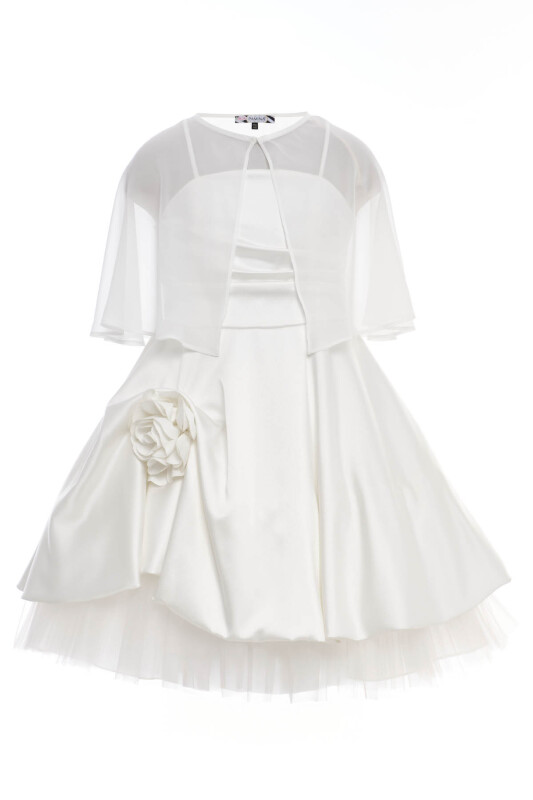 Ecru Girls Sheer Cape Satin Party Dress Set 8-15 AGE 36051PR - Clothes (1)