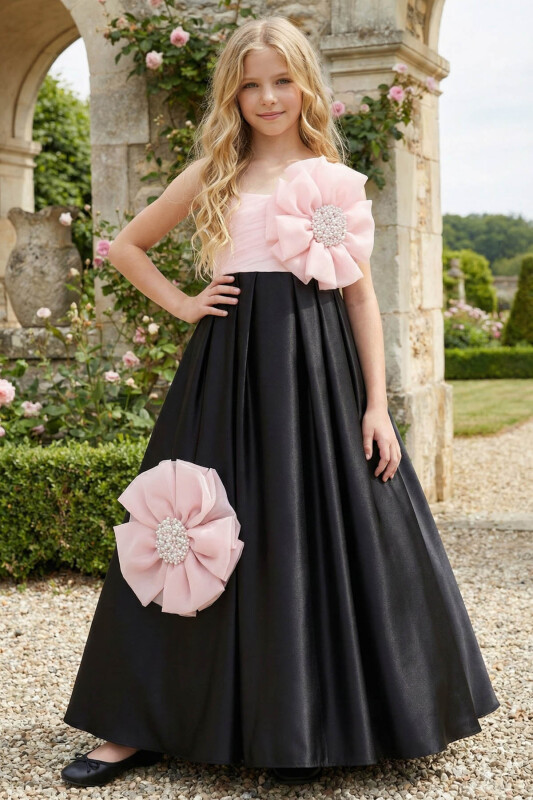 Black Girls Elegant Flower Appliqué Tulle Ball Gown 8-15 AGE 36049PR - Clothes