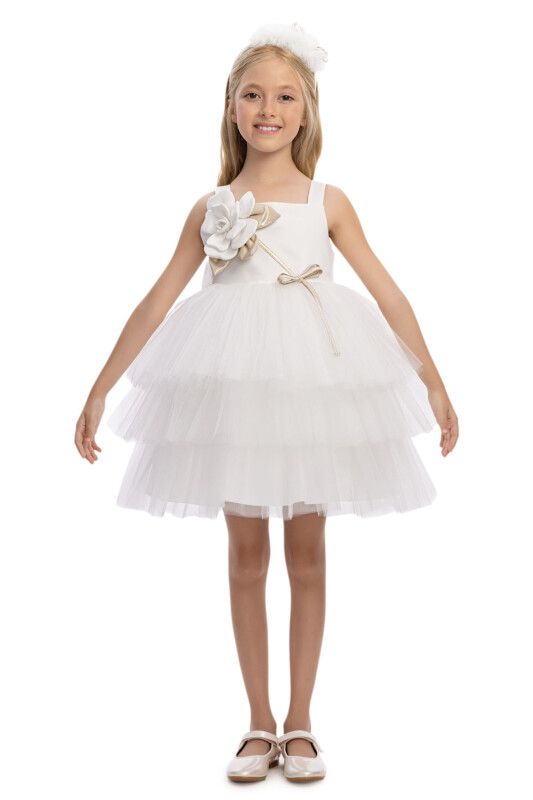 Ecru Girls Flower Appliqué Dress and Headband (3–7 Age) 3-7 AGE 36007PR - Clothes (1)