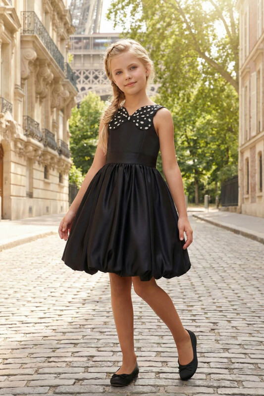Black Girl Elegant Dress 8-15 AGE 36050PR - Clothes