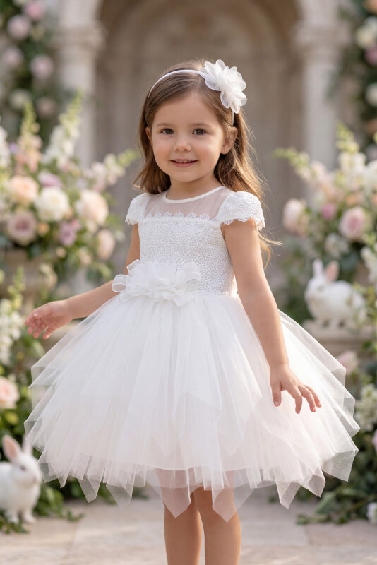 Ecru Baby Dress Tulle Skirt 6-24 MONTH 35068PR - Clothes