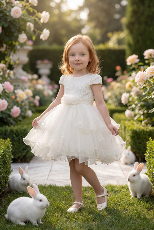 Ecru Baby Dress Tulle Skirt 6-24 MONTH 35069PR - Clothes