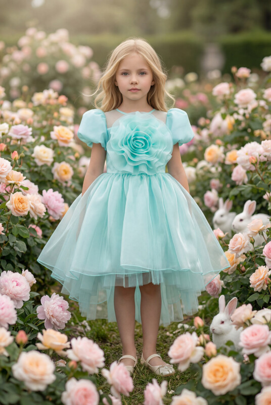 Mint Girls Floral Satin Dress 3-7 AGE 35109PR - Clothes