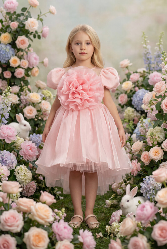 Powder Girls Floral Satin Dress 3-7 AGE 35109PR - Clothes