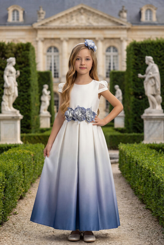 Blue Satin Ombre Dress 8-14 AGE 35185PR - Clothes