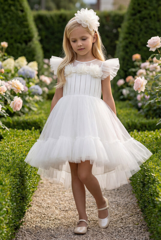 Ecru Girls Dress 3-7 AGE 35194PR - Clothes