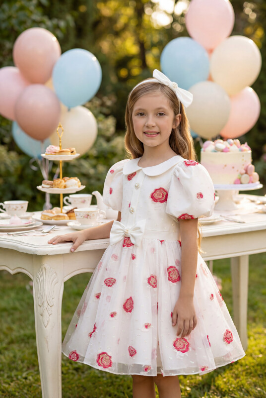 Fuchsia Dress with Hair Accessory 3-7 AGE 35239PR - Clothes