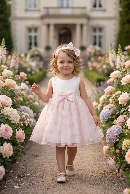 Powder Baby Dress with Matching Hair Bow 6-24 MONTH 35245PR 