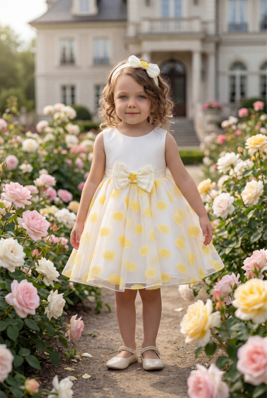 Yellow Baby Dress with Matching Hair Bow 6-24 MONTH 35245PR - Clothes