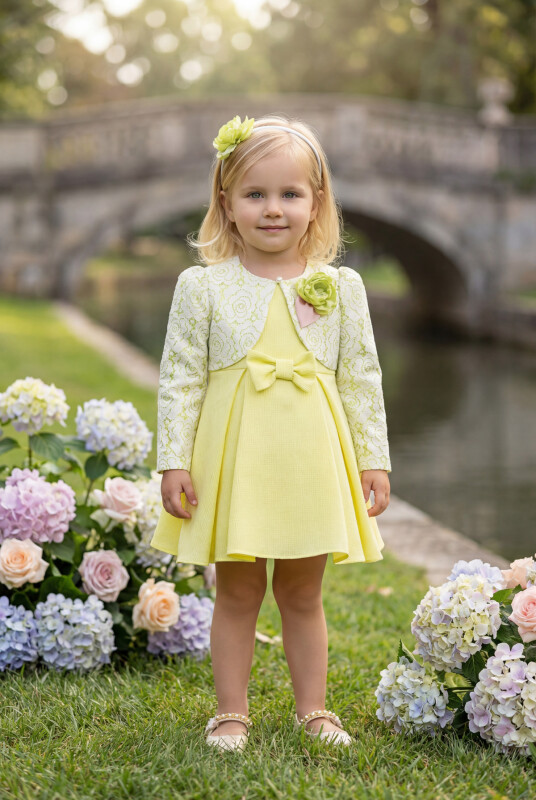 Green Baby Dress with Lace Bolero and Hair Accessory 6-24 MONTH 35332PR - Clothes