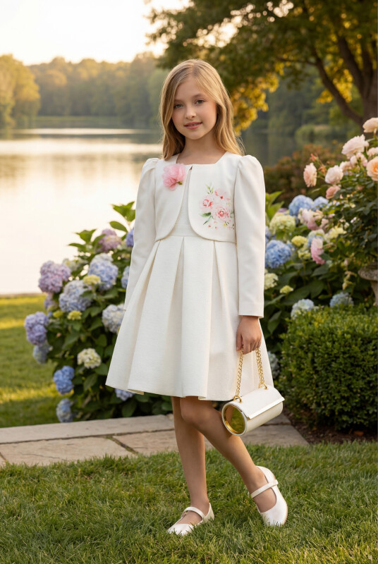 Ecru 3-Piece Elegant Girls Set 3-7 AGE 35360PR 