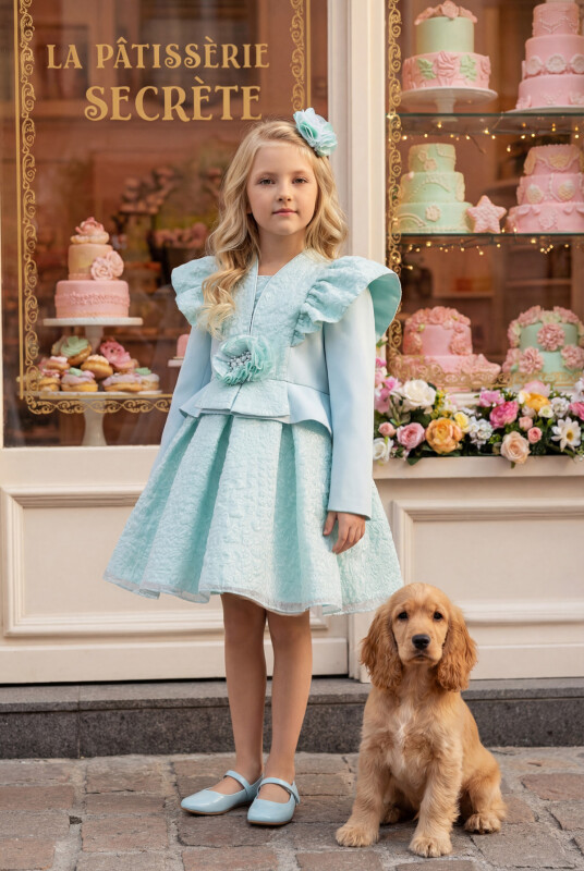 Blue Dress with Jacket and Hair Accessory 3-7 AGE 35367PR 