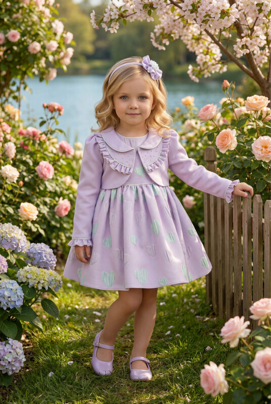 Lilac Baby Dress Set with Hair Accessory 6-24 MONTH 35374PR - Clothes