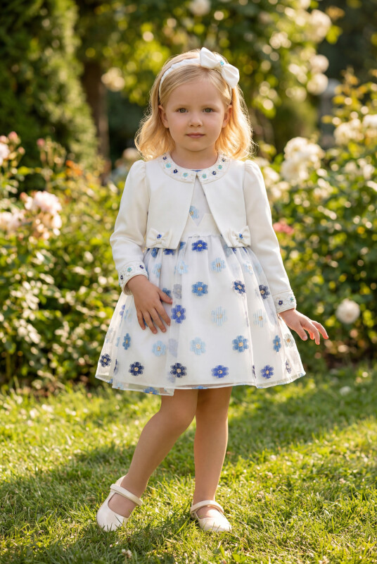 Blue Dress with Bolero and Hair Accessory 6-24 MONTH 35403PR - Clothes