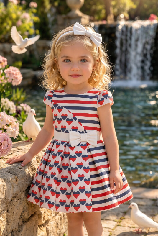 Navy Girls Heart Dress 6-24 MONTH 34171PR - Clothes