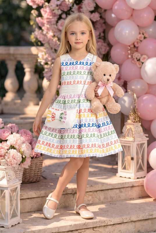 Colorful Girls Sleeveless Dress 3-7 AGE 34209PR - Clothes
