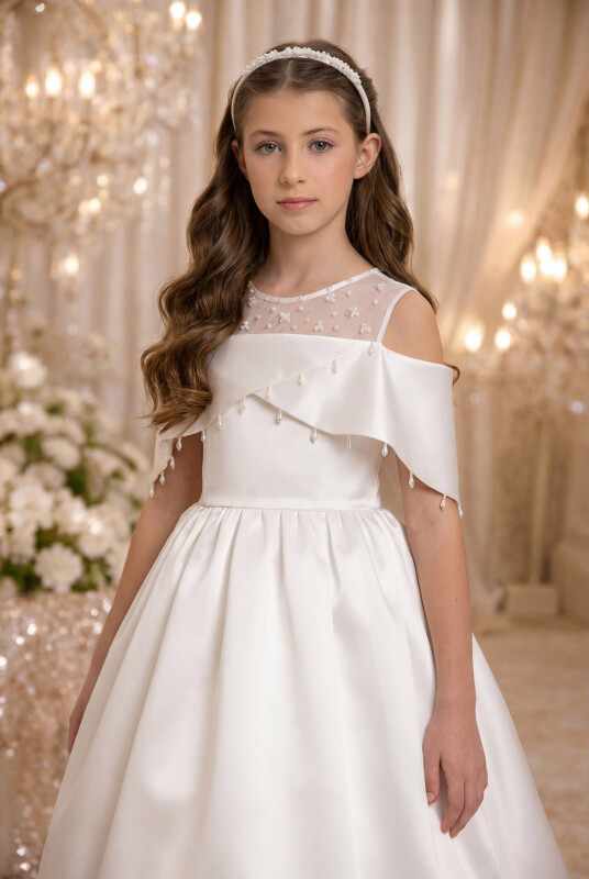 Ecru Girl Dress 8-14 AGE 35452PR - Clothes (1)