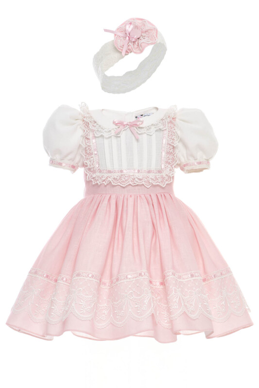 Powder Baby Embroidered Lace Dress with Matching Headband 6-24 MONTH 36421PR - Clothes (1)