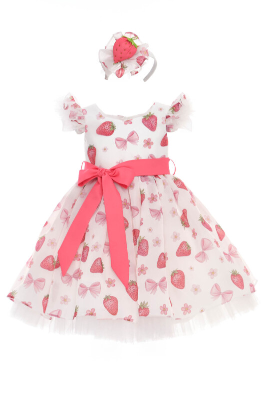 Ecru Girls Strawberry Print Tulle Dress & Headband Set 3-7 AGE 36247PR - Clothes (1)