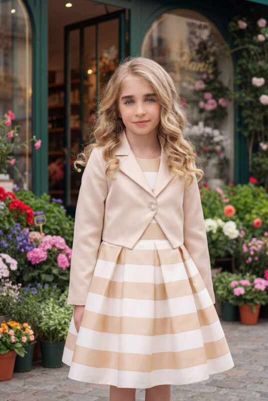 Beige Girls Set with Jacket 8-12 AGE 34363PR - Clothes (1)