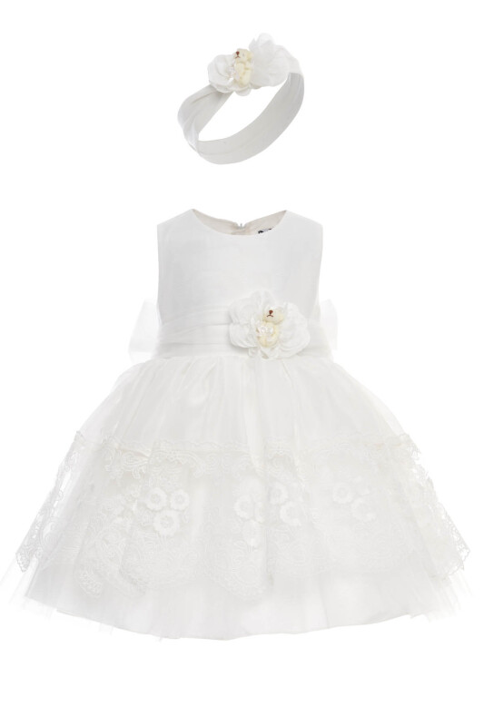 Ecru Baby Girls Teddy Bear Lace Dress 6-24 MONTH 36006PR - Clothes (1)