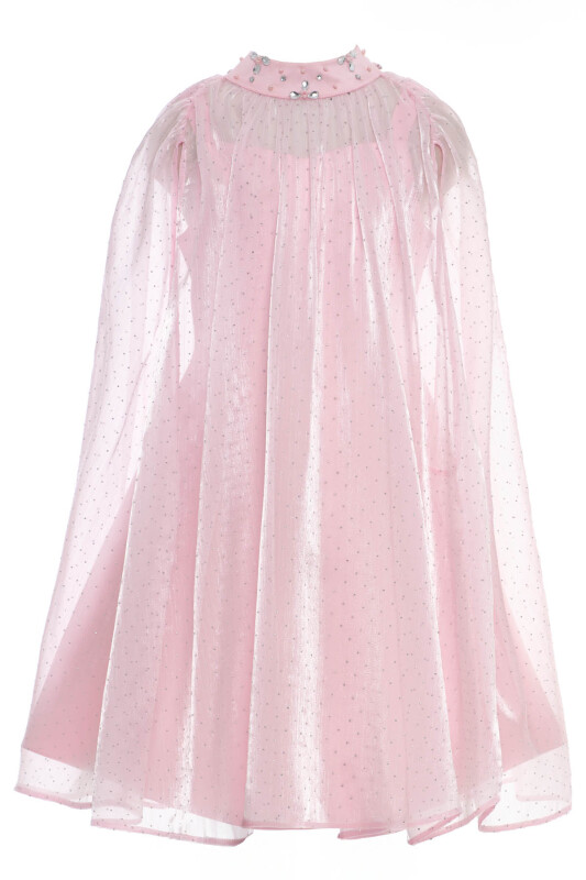 Pink Girls’ Cape Dress with Embellished Neckline and Bow Detail 8-15 AGE 36140PR - Clothes (1)