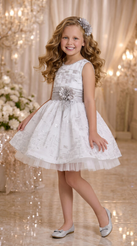 Silver Sleeveless Dress 8-12 AGE 33067PR - Clothes