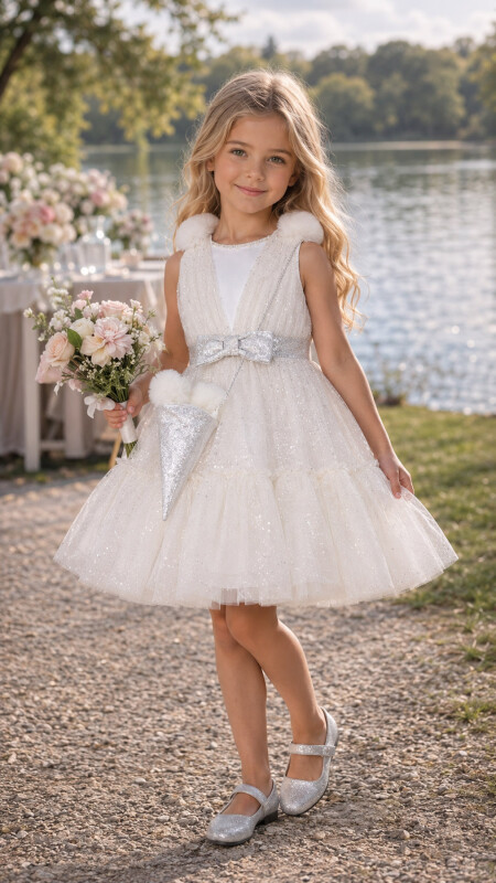 Ecru Tulle Dress for Girls 2-6 AGE 33201PR 