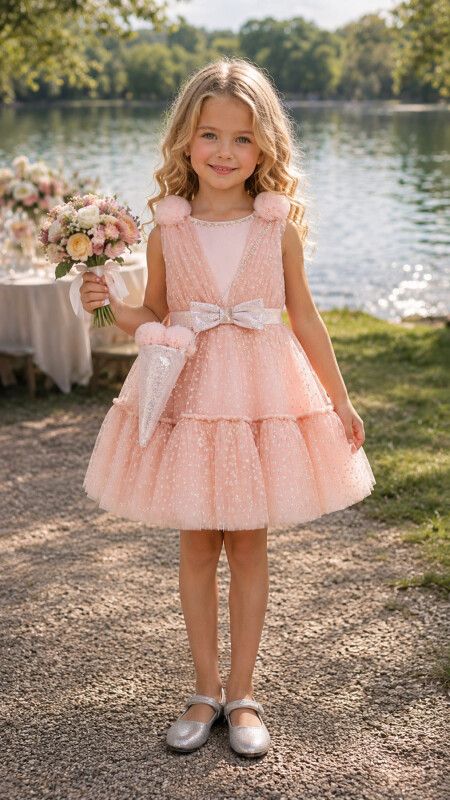 Powder Tulle Dress for Girls 2-6 AGE 33201PR - Clothes