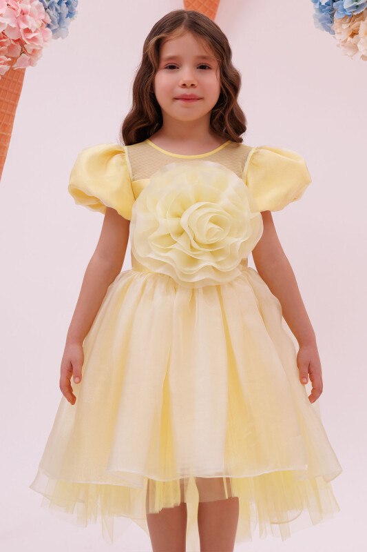 Yellow Girls Floral Satin Dress 3-7 AGE 35109PR - Clothes (1)