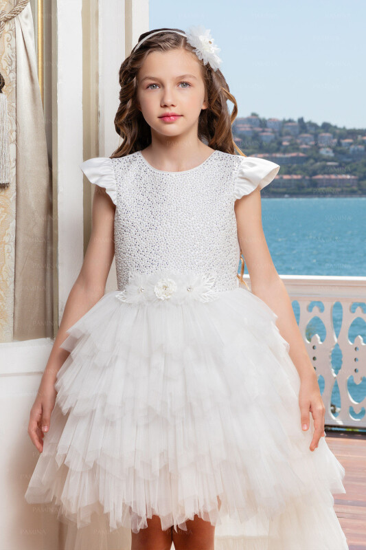 Ecru Tailed Dress 8-12 AGE 33014PR - Clothes