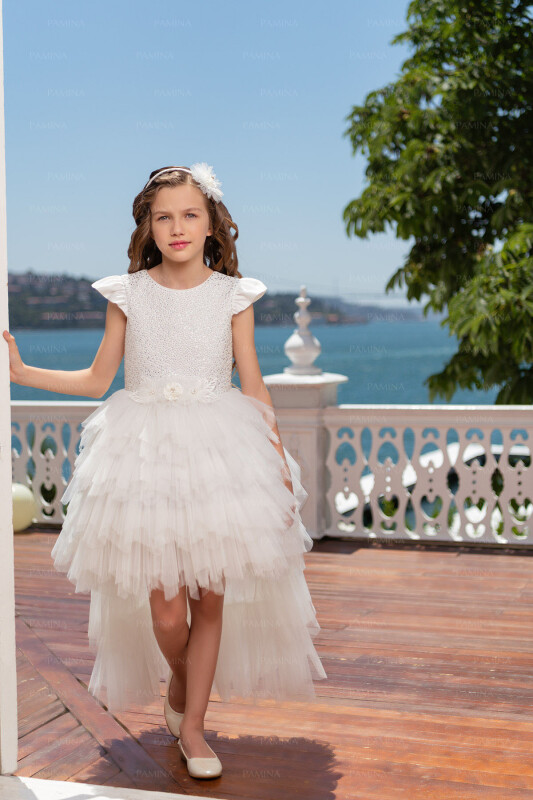 Ecru Tailed Dress 8-12 AGE 33014PR - Clothes (1)