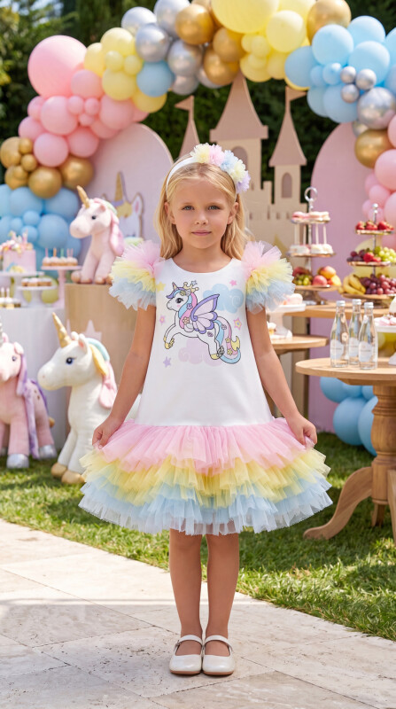 Colourful Girls Unicorn Dress 3-7 AGE 35040PR - Clothes