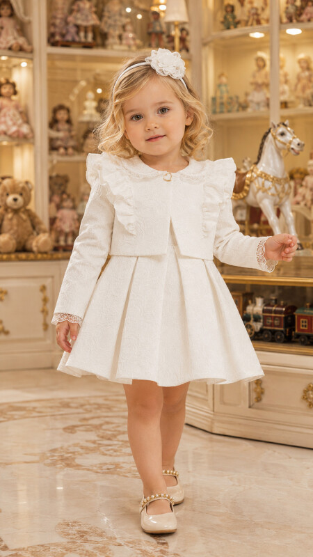 Ecru Baby Dress with Bolero 6-24 MONTH 35395PR 