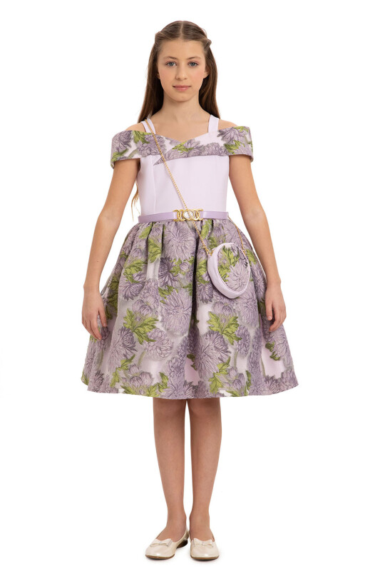 Lilac Girls Jacquard Dress with Bag 8-14 AGE 35445PR - Clothes (1)